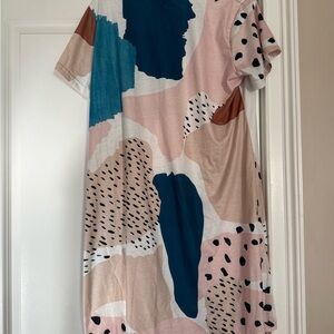 Papillon Blanc Multicolor Abstract Dress